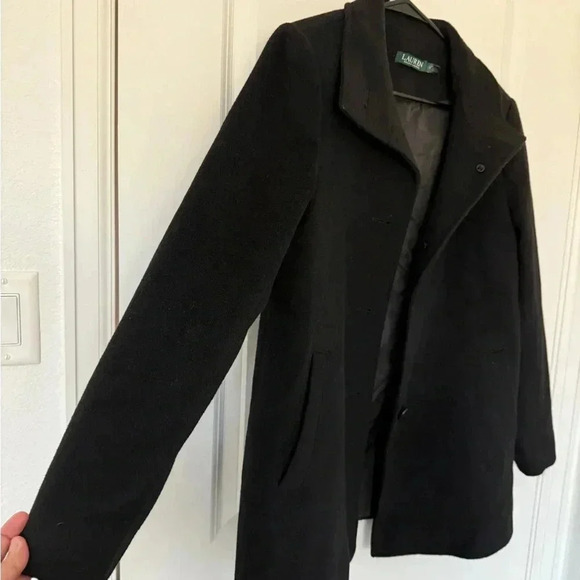 Ralph Lauren Charcoal Black  Wool Blend Coat with Stand Up Collar Size Small - Picture 3 of 10